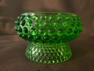 Vintage Green Glass Hobnail Candle Holder