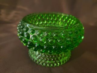 Vintage Green Glass Hobnail Candle Holder 2
