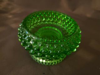 Vintage Green Glass Hobnail Candle Holder 3