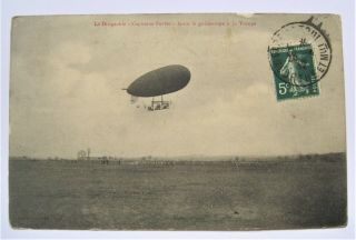 1912 Early Aviation Dirigible Airship Postcard Captain Ferber Launches Rope