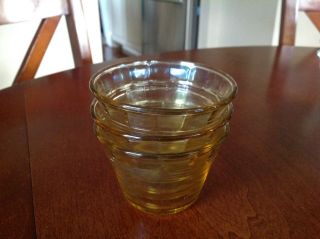 Set Of 3 Yellow Amber Glass Custard/ramekin Cups Forte Crisa Oven Ware Mexico