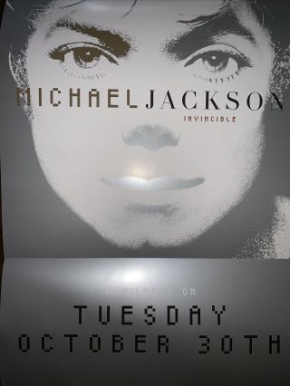 Michael Jackson Rare 2001 Double Sided Promo Poster Flat W/ Date 4 Invincible Cd