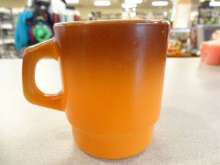 Vintage Fire King Anchor Hocking Orange Brown Cups Mugs Stackable