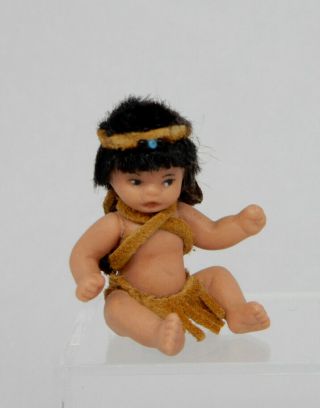 Vintage Native American Indian Porcelain Baby Artisan Dollhouse Miniature 1:12