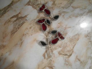 Tiffany & Co.  Stained Glass Suncatcher Red Flowers