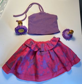 American Girl Doll Kanani Luau Set Uli Uli Gourds Purple Top Hot Pink Skirt