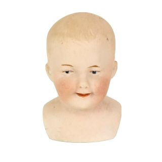 Antique German Bisque Head Character Baby Doll Head Boy 3.  5 " Marked 44 2/0