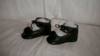 Antique Oilcloth Doll Shoes For German Or French Dolls