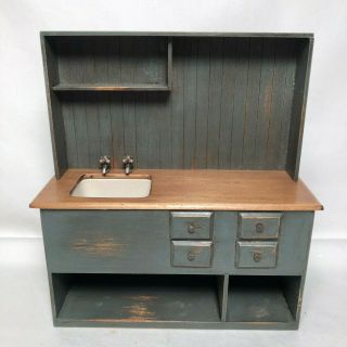 Joanna Scarboro Artisan Dollhouse Miniature Kitchen Cabinet Sink Hutch Furniture