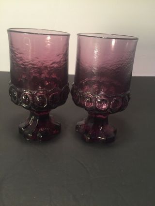 2 Franciscan Madeira Tiffin Purple Amethyst Water Goblets Glasses 5 1/2”