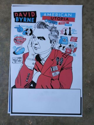 David Byrne 2018 American Utopia 11x17 Tour Promo Concert Poster Cd Lp Talking