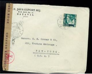 1941 Batavia Netherlands Indies Censored Cover To Usa