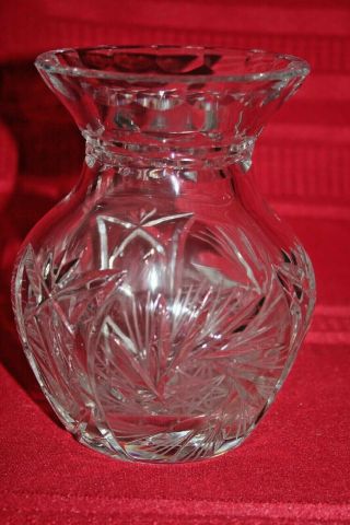 Vintage Leaded Cut Crystal Vase 4 - 1/2 " Round X 6 " Tall Very Heavy Box Ac