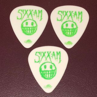 Sixx Am Guitar Pick Set Of 3 Nikki Sixx Motley Crue Lime Green/white Picks