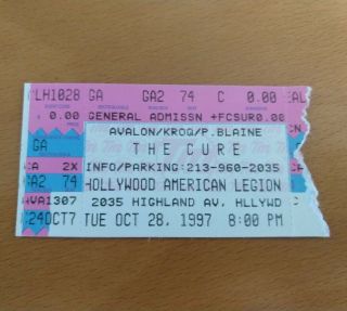 The Cure Concert Ticket Stub Kroq Los Angeles 1997 Wave Goth Alternative