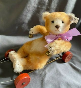Steiff Teddy Bear On Trolley Pull Toy Ltd Edition 380 Of 4000 0135/20 Germany