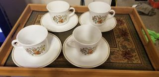 Set Of 4 Vintage Corelle Indian Summer Coffee/tea Mugs Cups & Saucers Retired