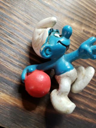 Smurfs Bowler Smurf Bowling Vintage Figure PVC Toy Schleich Peyo Figurine 3