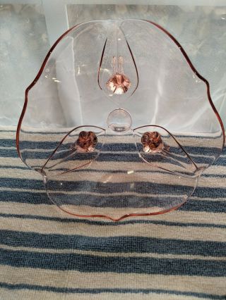 Vintage Lancaster Pink Depression Glass Footed Candy Dish