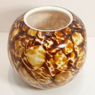 Hand Blown Art Glass Tortoise Shell Globe Vase 5 " Tall