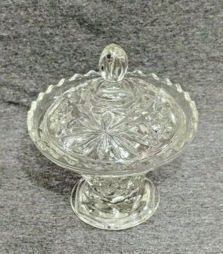 Vintage Crystal Cut Glass Covered Candy Dish With Lid