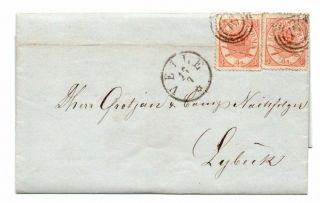 Denmark: Cover 4 Sk.  2x13.  Vejle Ringcancellation 76 To Germany 1868,  Arr.  Canc.