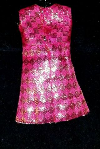 Vintage Barbie Hong Kong Clone Mod Shillman Gold Pink Metallic Diamond Dress 3