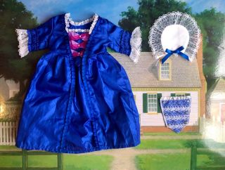 American Girl Doll Felicity Holiday Christmas Gown Blue Dress Stomacher Retired