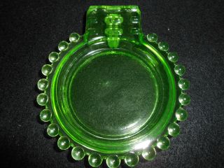 Green Vaseline glass candlewick dish nappy soap jam tip tray uranium ashtray art 2