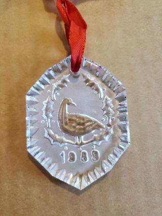 Htr Vintage Waterford Crystal Etched Christmas Ornament 1989 Duck Goose Bird Euc