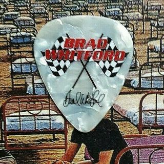Aerosmith Brad Whitford Racing Flags White Marble Guitar Pick