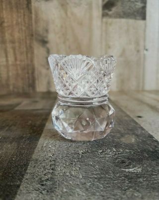 Lavender Crystal Leaded Glass Candle Votive Holder Etched Cut Vintage Prism