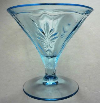 C1943 Fostoria Glass Blue Baroque Pattern 5 Oz.  Champagne / Tall Sherbet (1of 6)