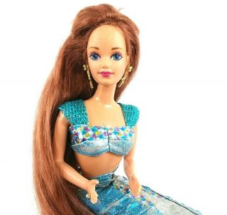 Jewel Hair Mermaid Barbie Midge Longest Red Hair Ever With Earrings Ring