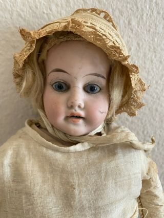 Antique Bisque 16 " Doll W/ Leather Body / Teeth Germany