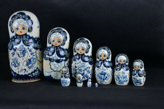 Russian Hand Painted Nesting Dolls Matryoshka Set Of 10 - 11 " (1sl5448)