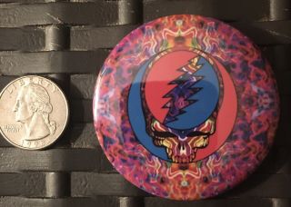 Grateful Dead Lsd Drenched Psychedelic Pin Button Transparent Steal Your Face