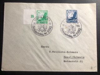 1937 Nuremberg Germany First Day Cover To Basel Switzerland Political Rally