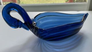 Heisey By Imperial Rare Cobalt Blue Large Swan Candy Nut Dish 8.  5 " Marked Cg