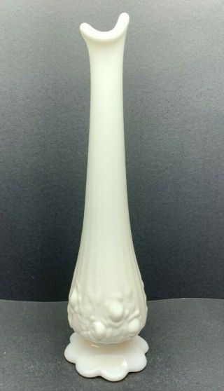 Vintage Fenton White Milk Glass Cabbage Rose Compote and Bud Vase 3