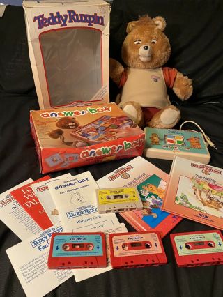 Vintage Teddy Ruxpin With Books,  Tape & Answer Box