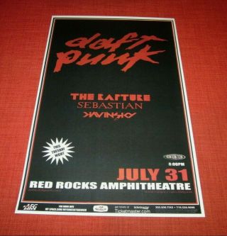Daft Punk At Red Rocks Amphitheatre 11 " X17 " Concert Poster / 7/31/2007