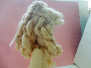 Vintage Blonde Mohair Curls Bisque Doll Wig 12 - 13 In