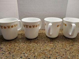 4 Vintage Pyrex Corelle Butterfly Gold Coffee Mugs Cups D Handle