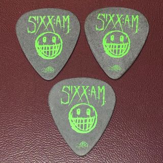 Sixx Am Guitar Pick Set Of 3 Nikki Sixx Motley Crue Lime Green/black Picks