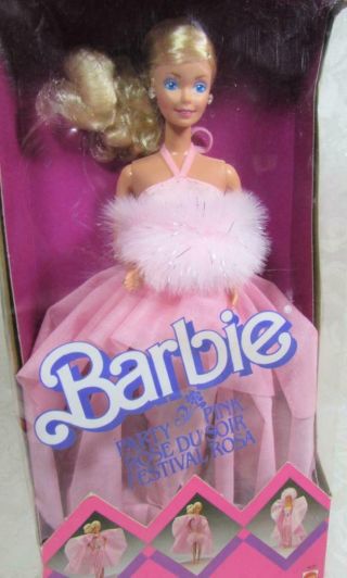 PARTY PINK & SEARS LILAC & LOVELY BARBIE Dolls - Mattel 1987 - NRFB 2