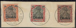 German Po In China 1901 Reichpost 30pf 40pf And 50pf On Piece