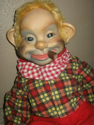Vintage Rushton Rubber Face Stuffed Hobo Doll Bum Tramp Cigar - Cloth Body