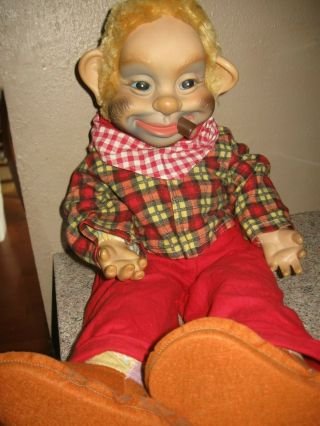 Vintage Rushton Rubber Face Stuffed Hobo Doll Bum Tramp Cigar - Cloth Body 3