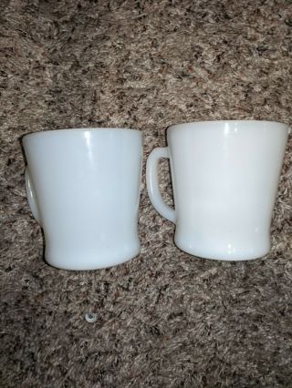 2 Vintage Fire - King Anchor Hocking White Milk Glass Coffee Cups/mugs D Handle